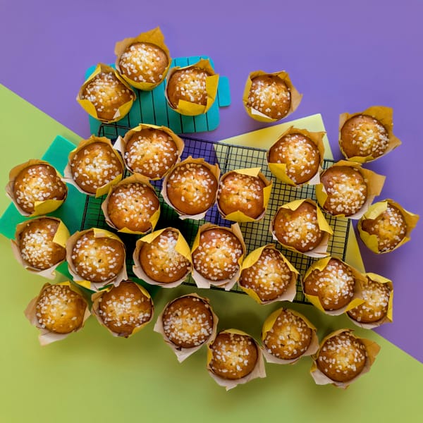28 of The Big Lemon and Apple Muffins on a green and purple background.