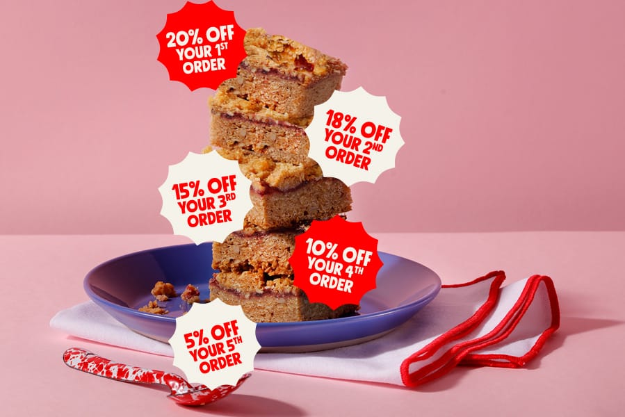 ENJOY SAVINGS ON YOUR FIRST FIVE ORDERS