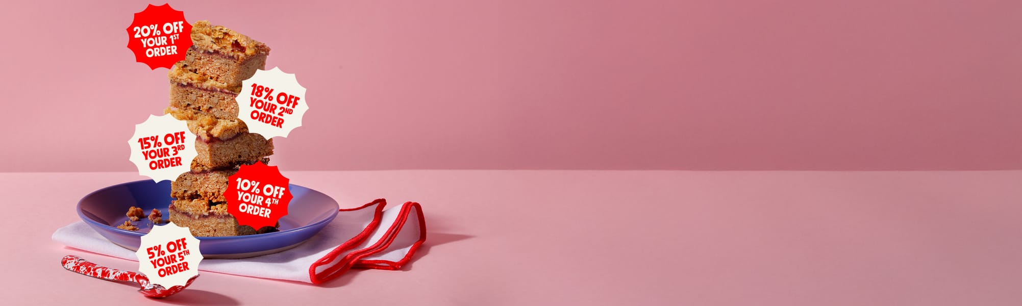 ENJOY SAVINGS ON YOUR FIRST FIVE ORDERS