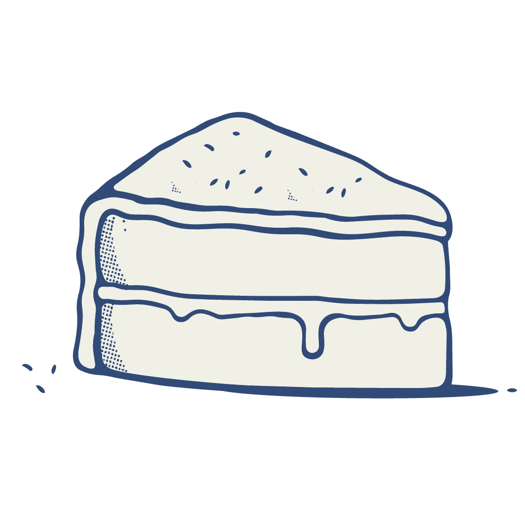 An illustrated slice of layer cake
